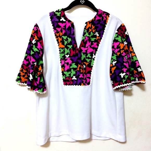 VINTAGE PSYCHEDELIC SHIRT ABSTRACT PRINT HIPPIE GROOVY COLORFUL 60S 70S - Picture 1 of 8